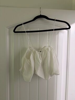 SHEIN White Ruched Spaghetti Strap Top